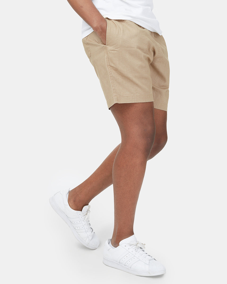 Beige Men's Hemp Mid-Rise Shorts