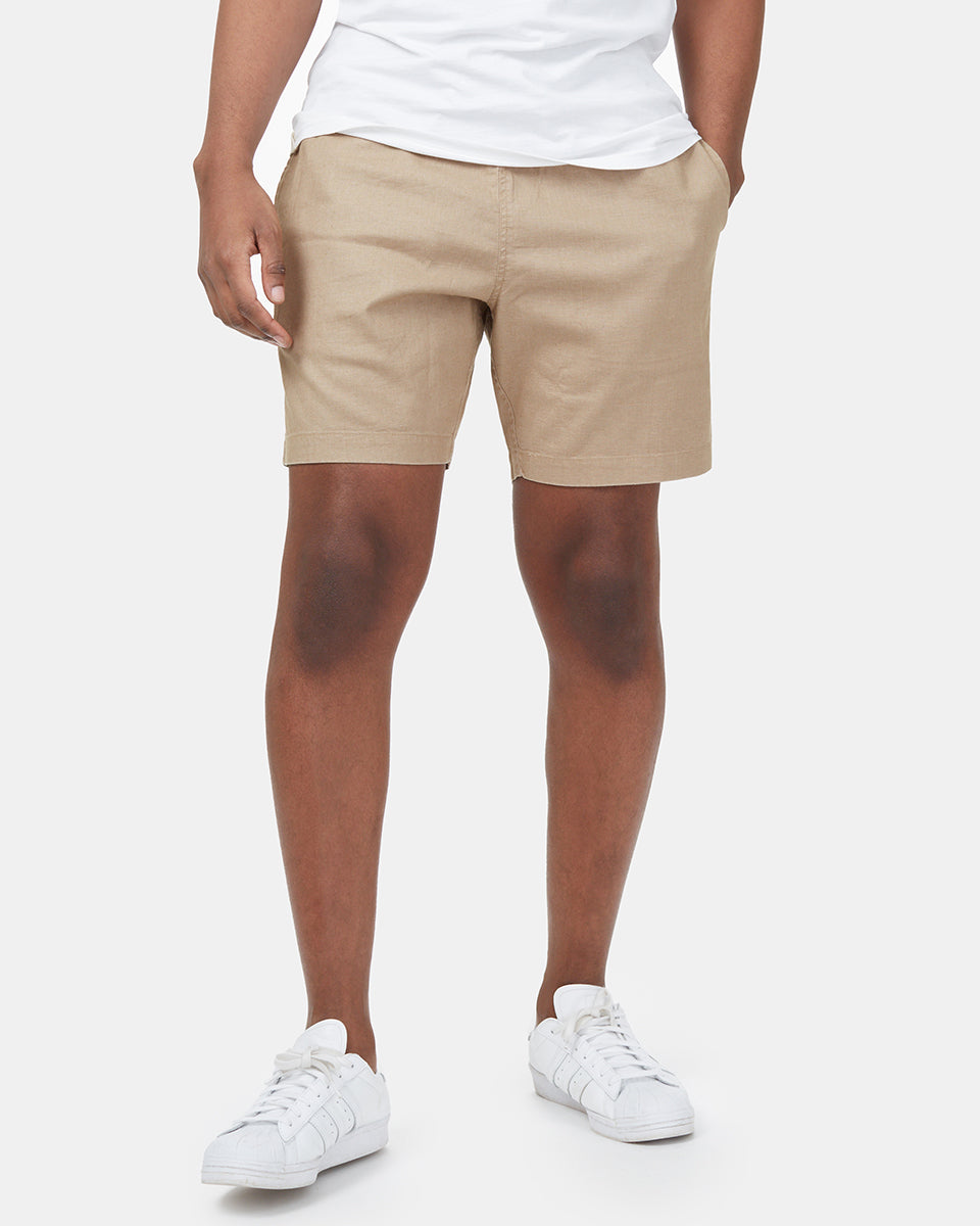 Beige Men's Hemp Mid-Rise Shorts