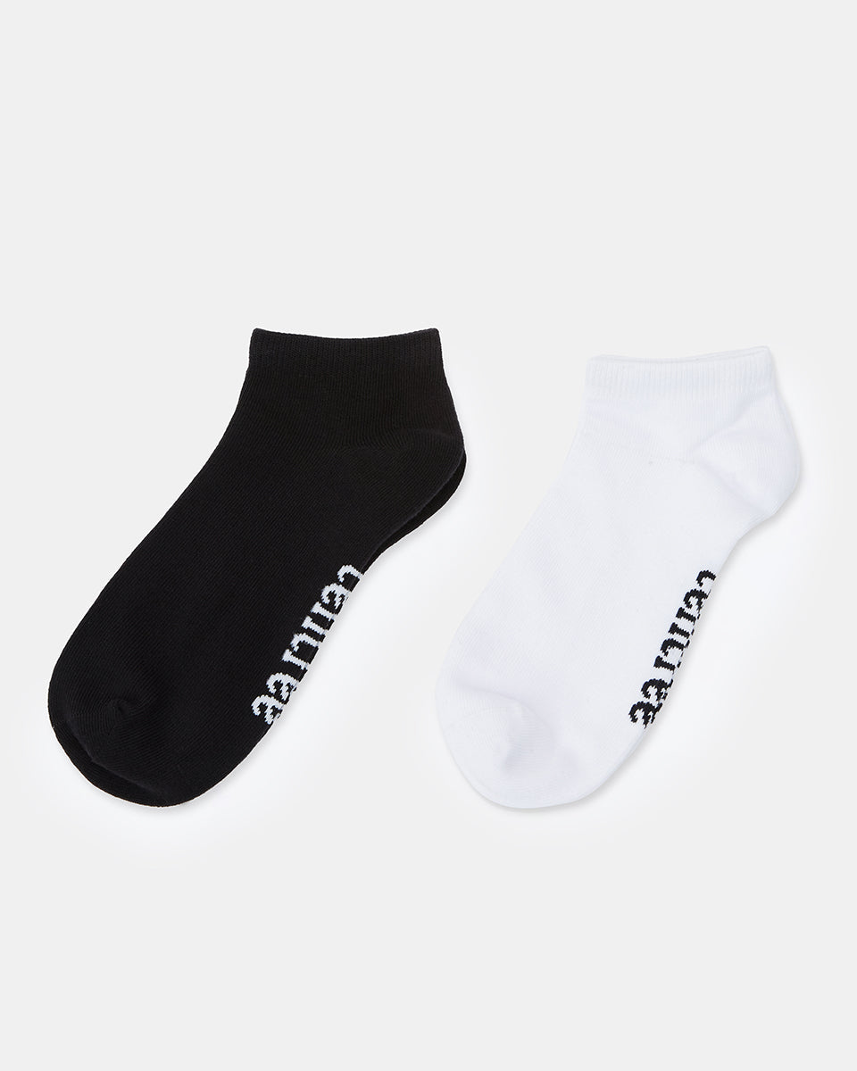 Black,White 2 Pack Sports Ankle Socks