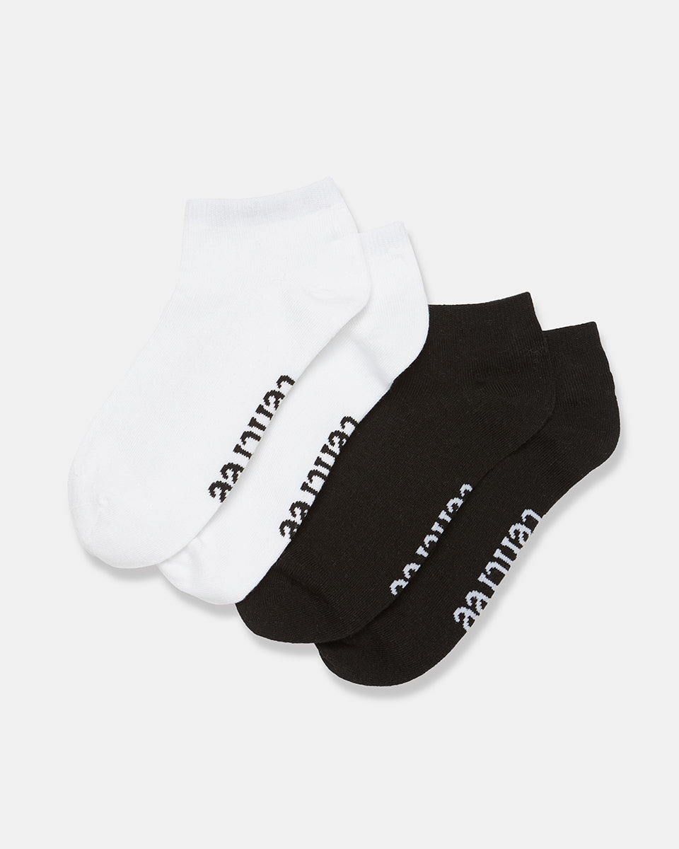 Black,White 2 Pack Sports Ankle Socks