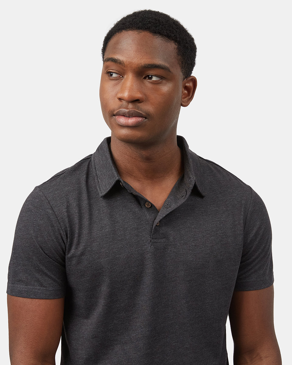 Black Men's Short Sleeve Polo Neck T-Shirt
