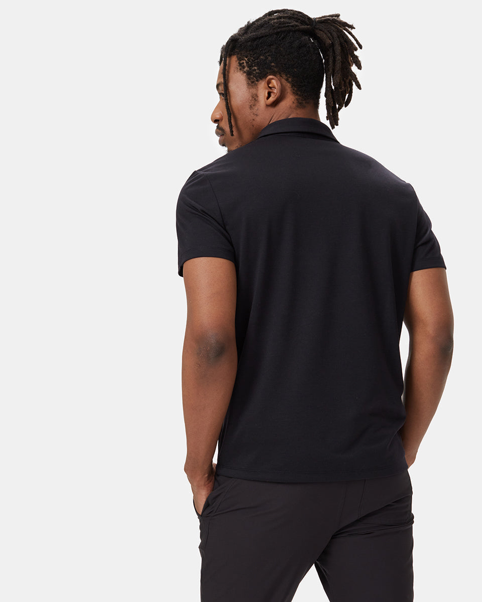 Black Mens Short Sleeve Polo Neck T-Shirt
