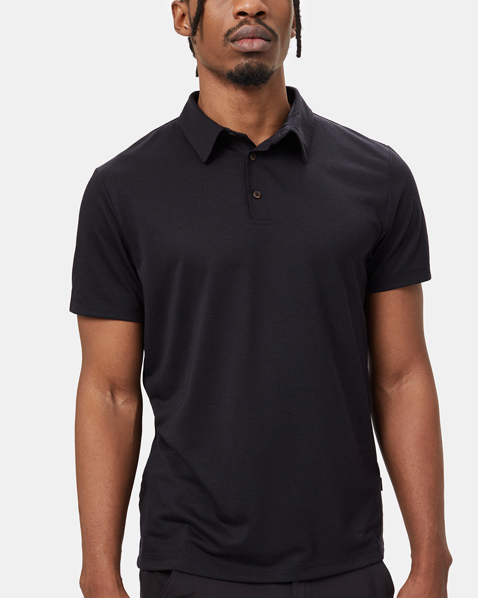 Black Mens Short Sleeve Polo Neck T-Shirt