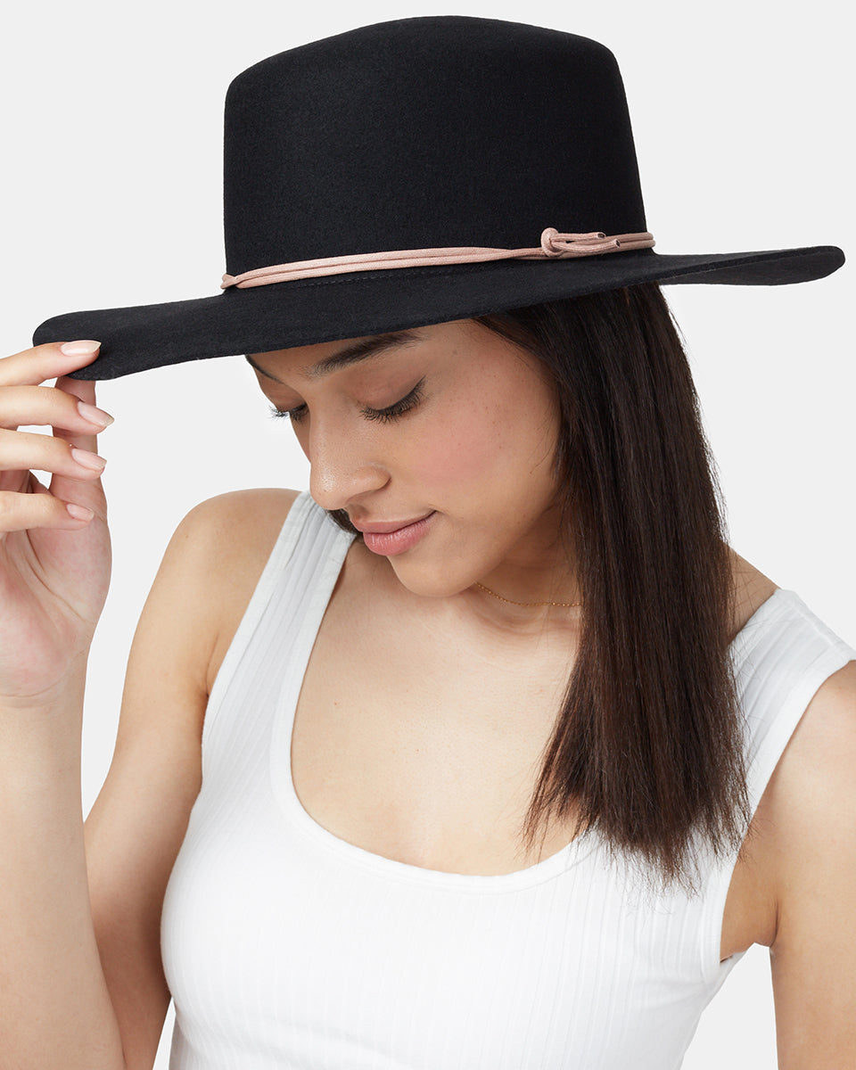 Black Recycled Wool Fedora Hat