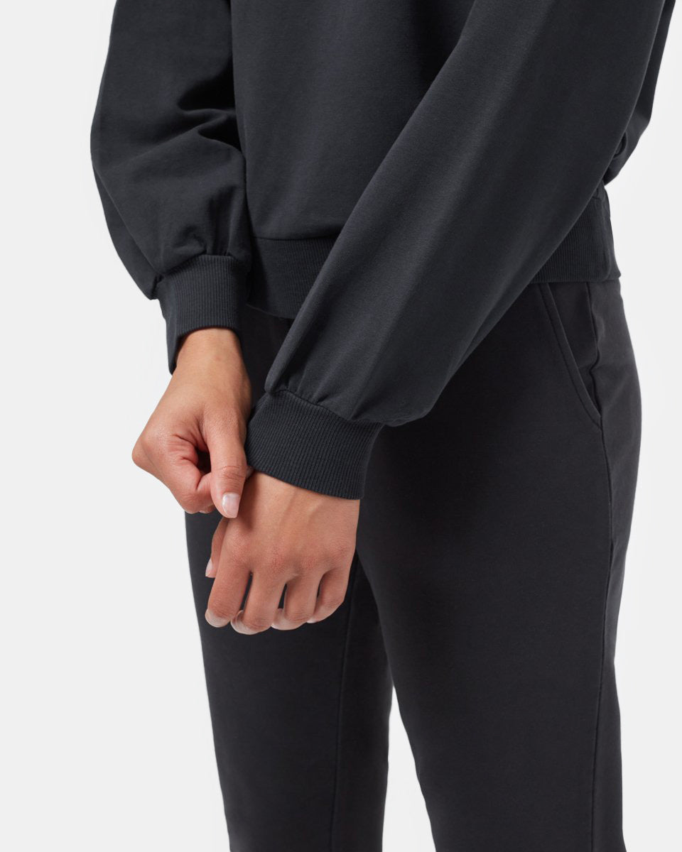 Black Women's Balloon Sleeve Pullover