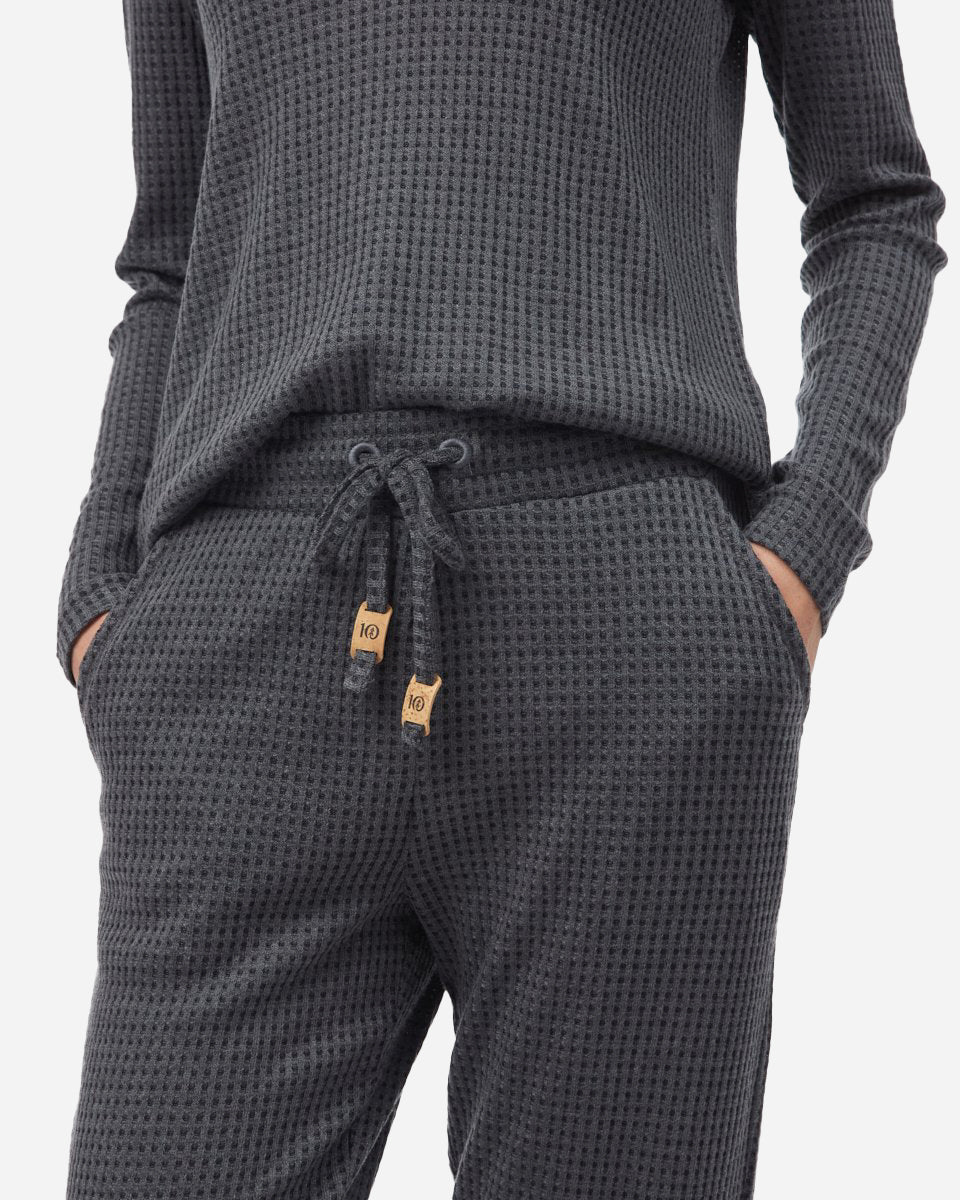 Black Women's Waffle Knit Joggers