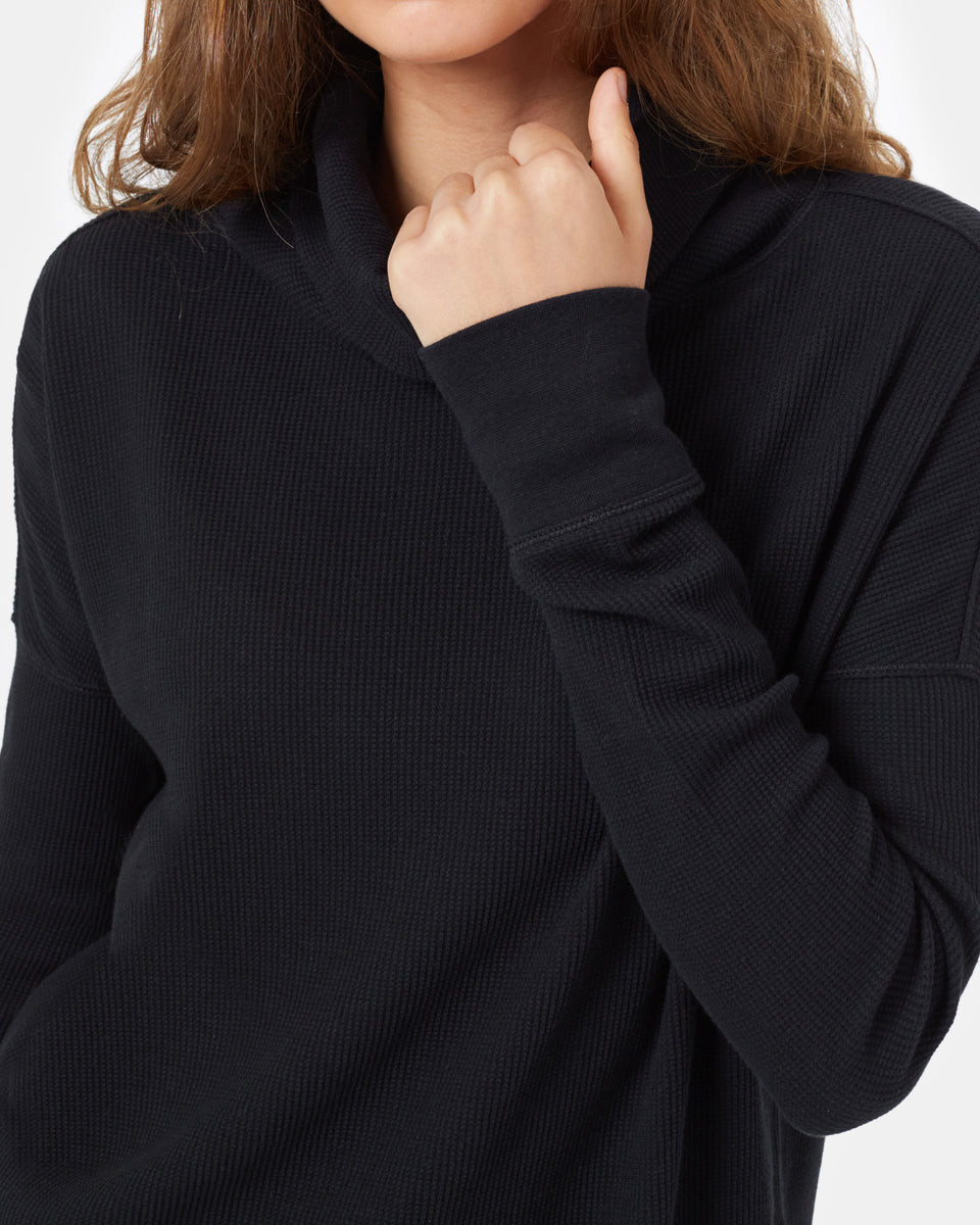 Black Women's Waffle Knit Sweater