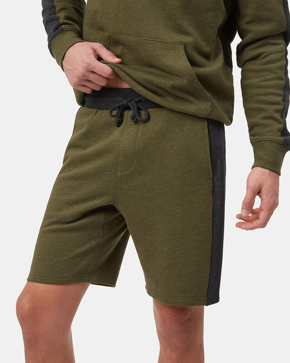 Black,Green Men's Organic Cotton Block Stripe Sweatshorts