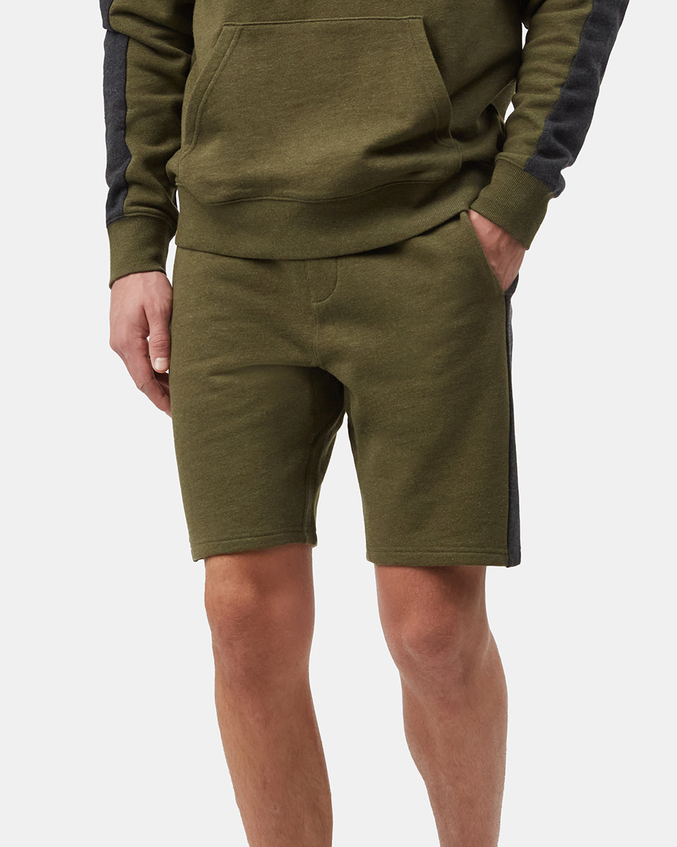 Black,Green Men's Organic Cotton Block Stripe Sweatshorts