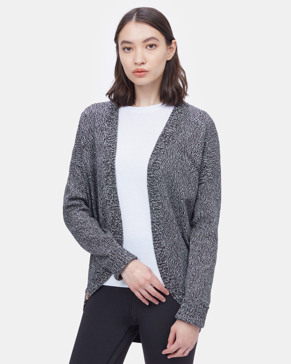 Black,White Women's Organic Cotton Knit Cardigan