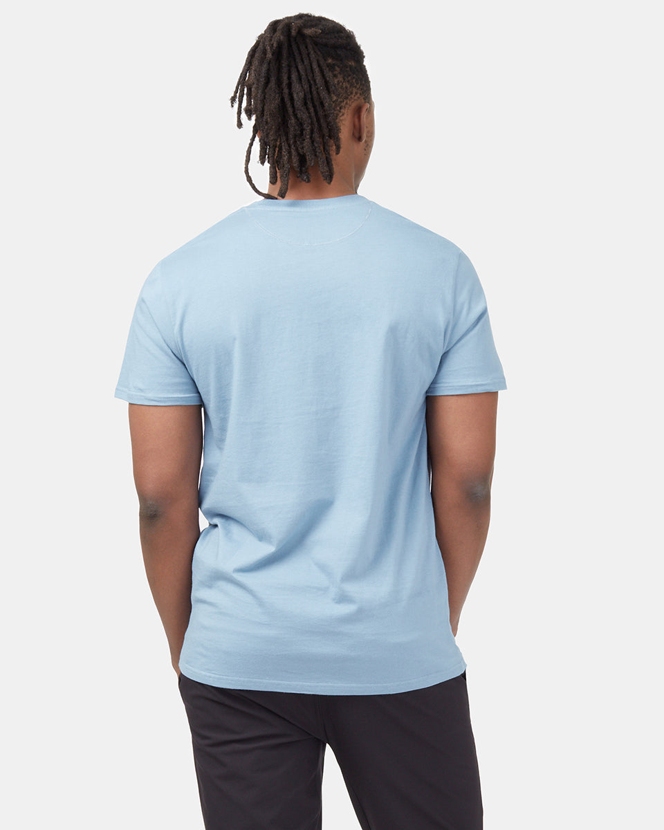 Blue Men's Embroidery Short Sleeve T-Shirt