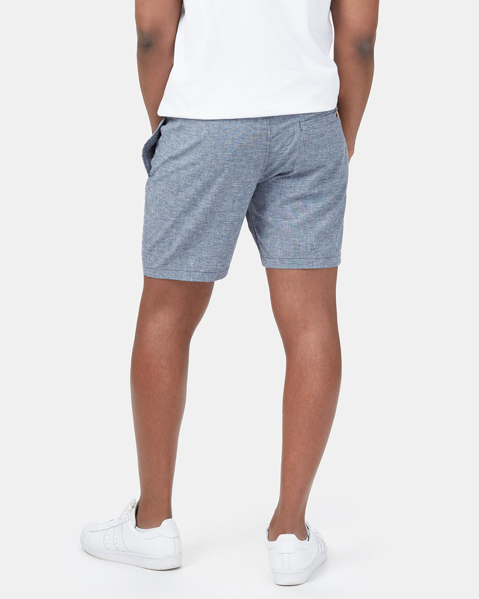 Blue Men's Casual Hemp Shorts