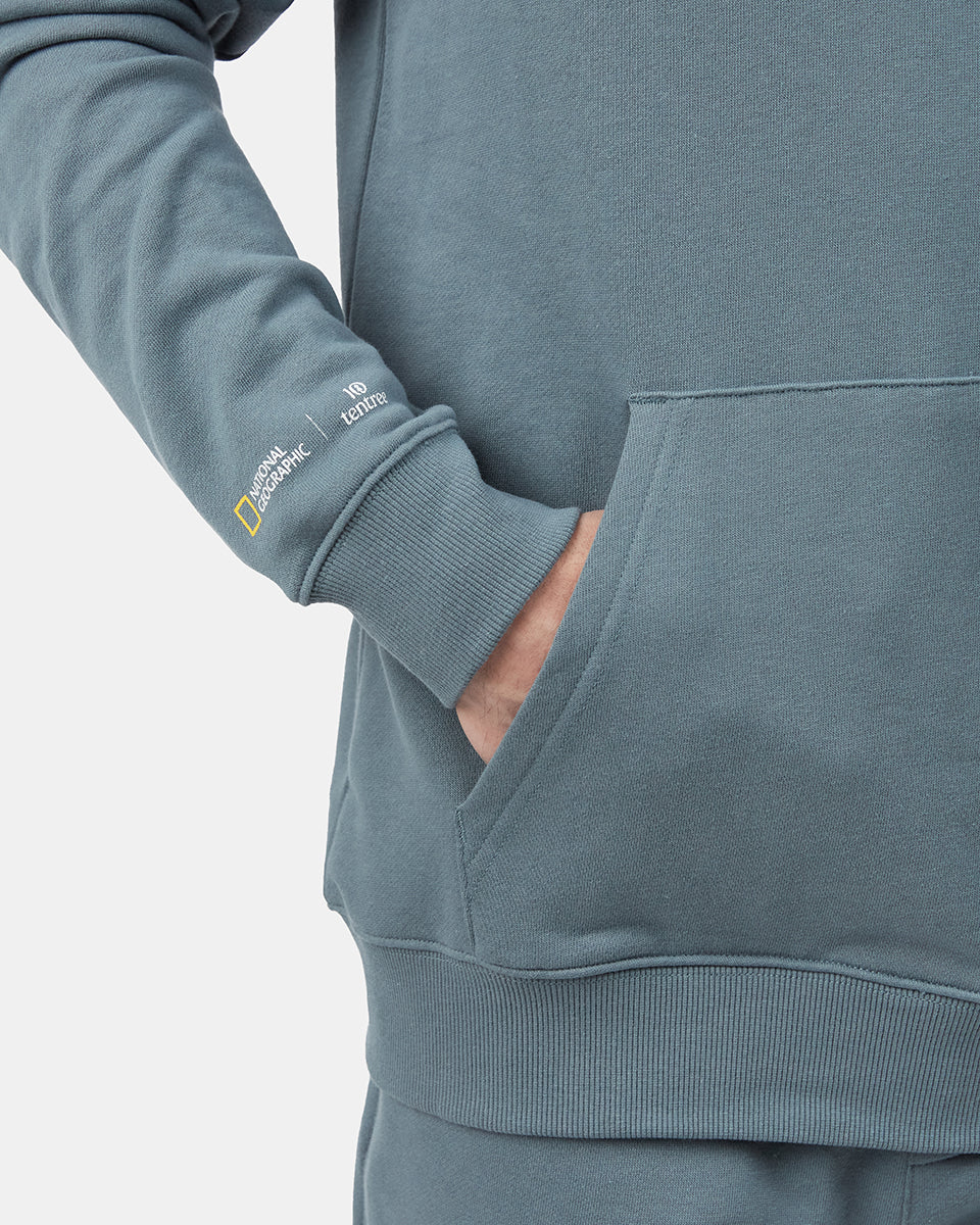 Blue Men's Organic Cotton Pullover Hoodie