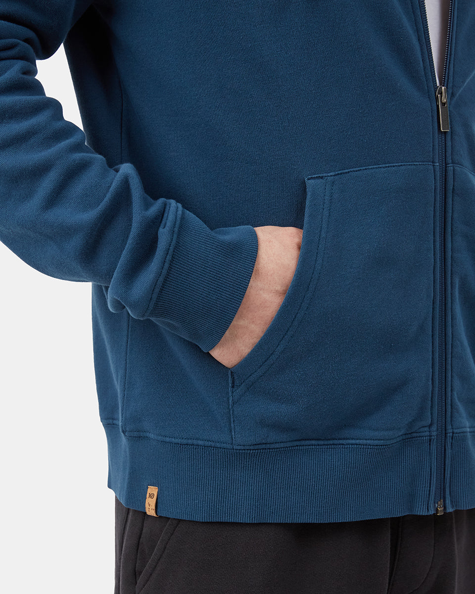 Blue Men's Organic Cotton Zip Up Hoodie