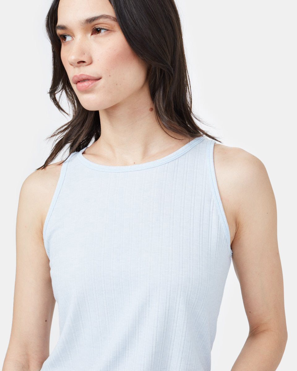 Blue Women's Ribbed Sleeveless Tank Top