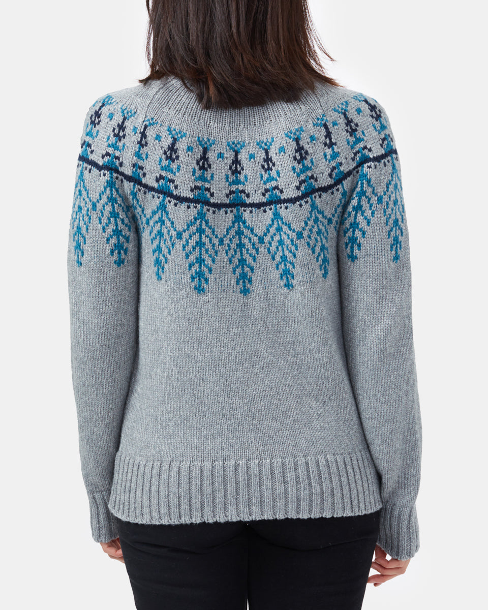 Blue,Gray Women's Graphic Knit Wool Jumper