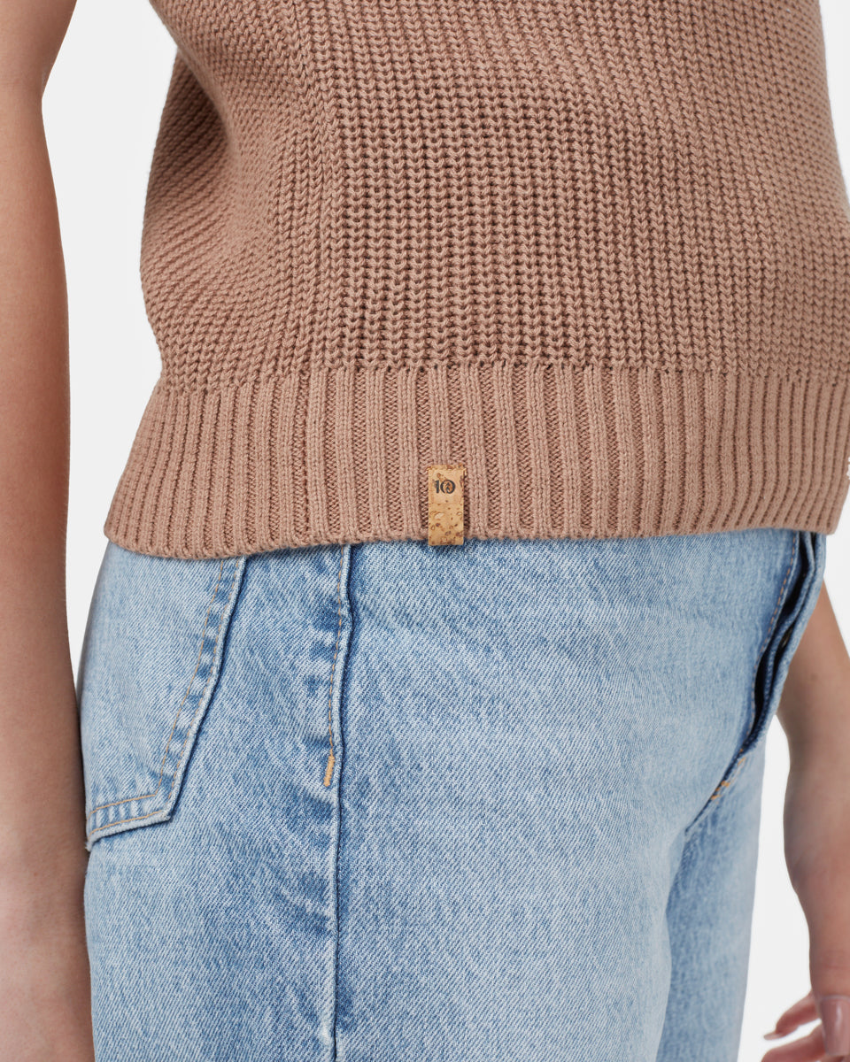 Brown Women's Knit Halter Neck Top