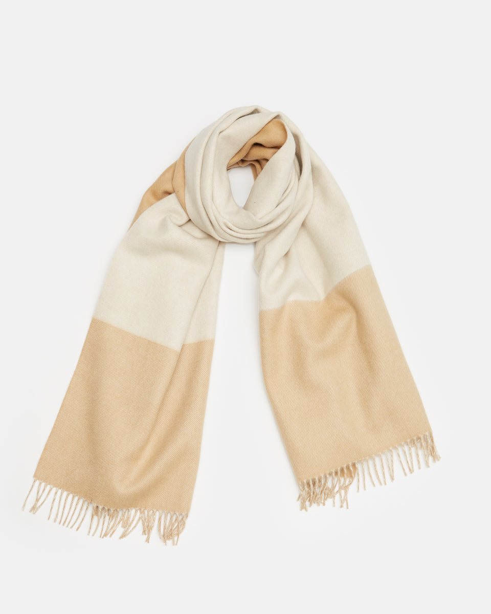 Brown,White Woven Wool Scarf