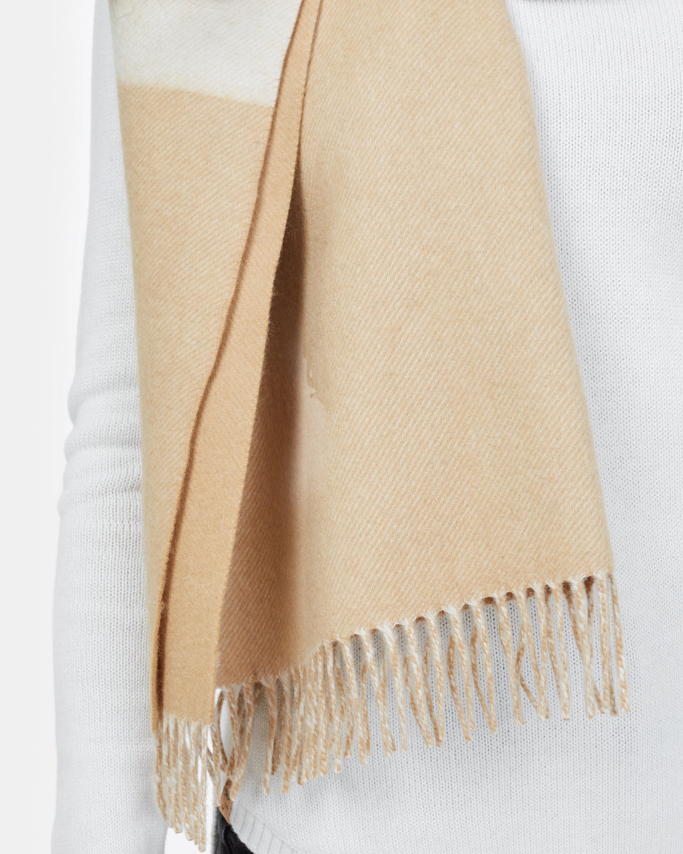 Brown,White Woven Wool Scarf