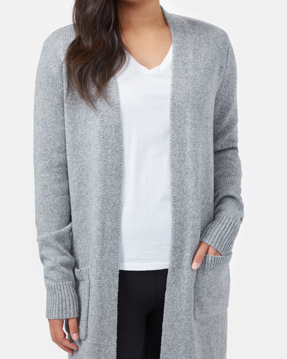 Gray Women's Wool Mid Length Cardigan