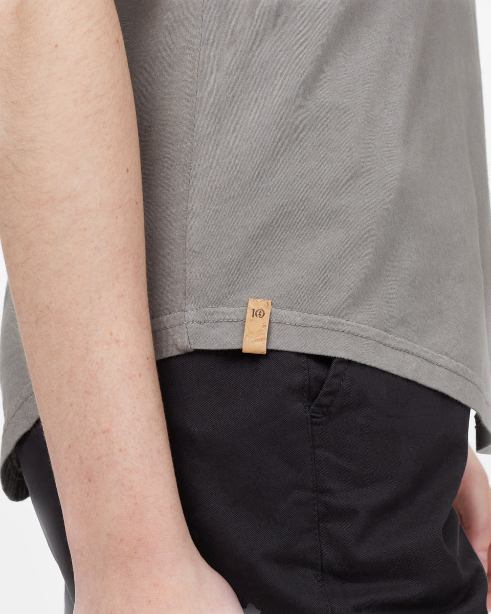 Gray Organic Cotton V Neck T-Shirt