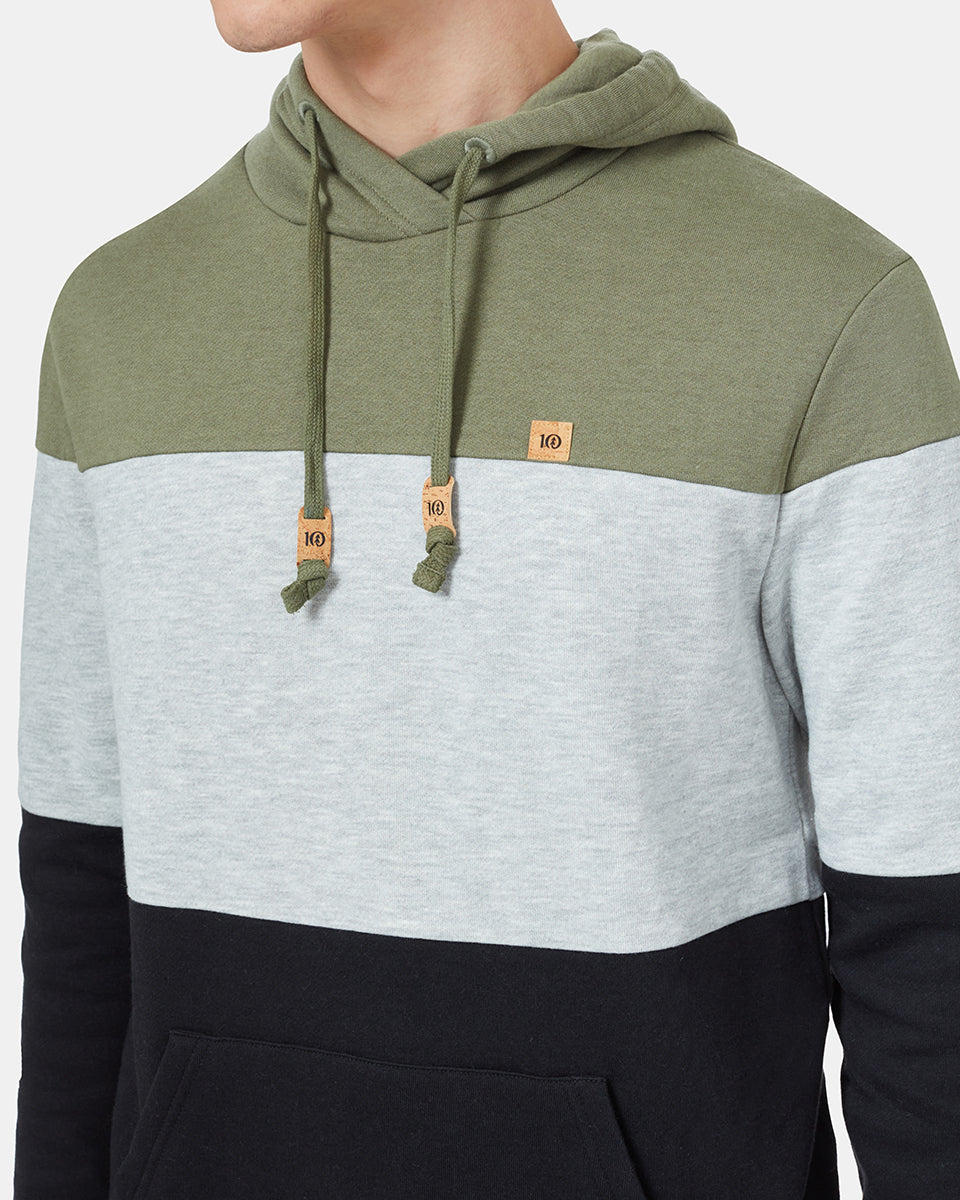 Green,Gray Men's Stripe Pullover Hoodie