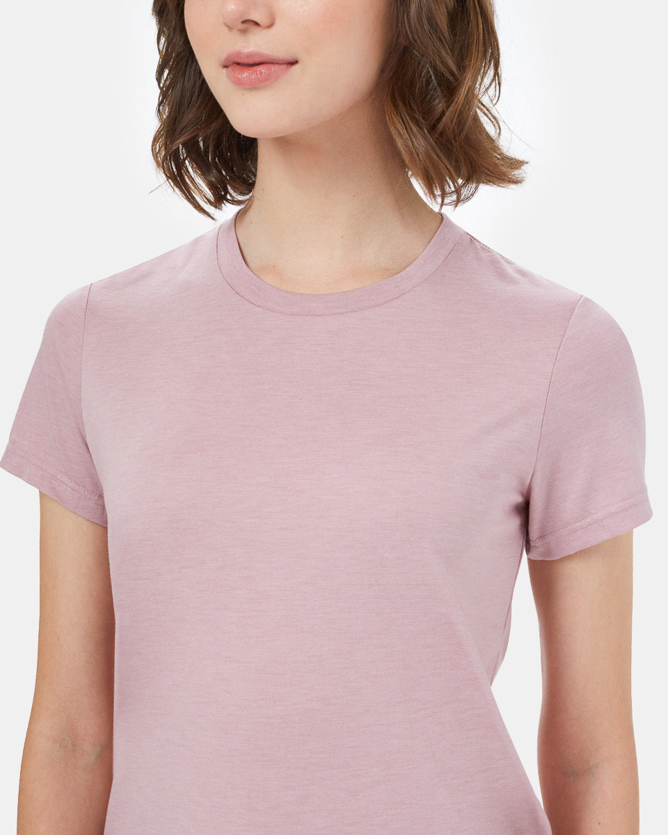 Pink Recycled Polyester Crew Neck T-Shirt