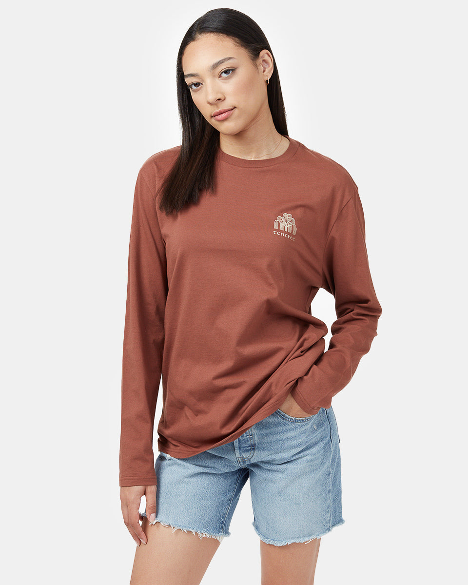 Red Organic Cotton Oversized Long Sleeve Top