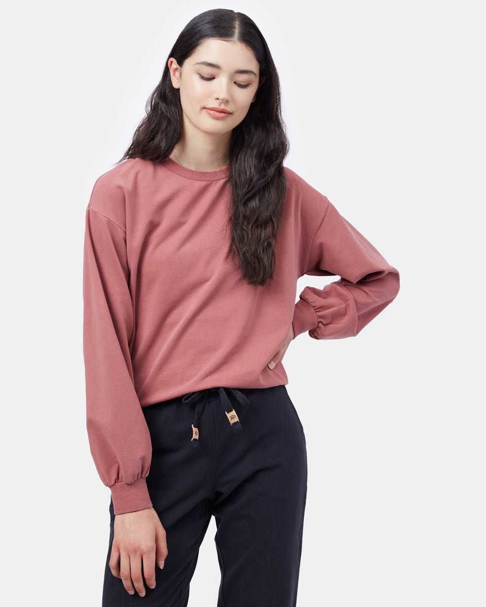 Red Women's Balloon Sleeve Pullover