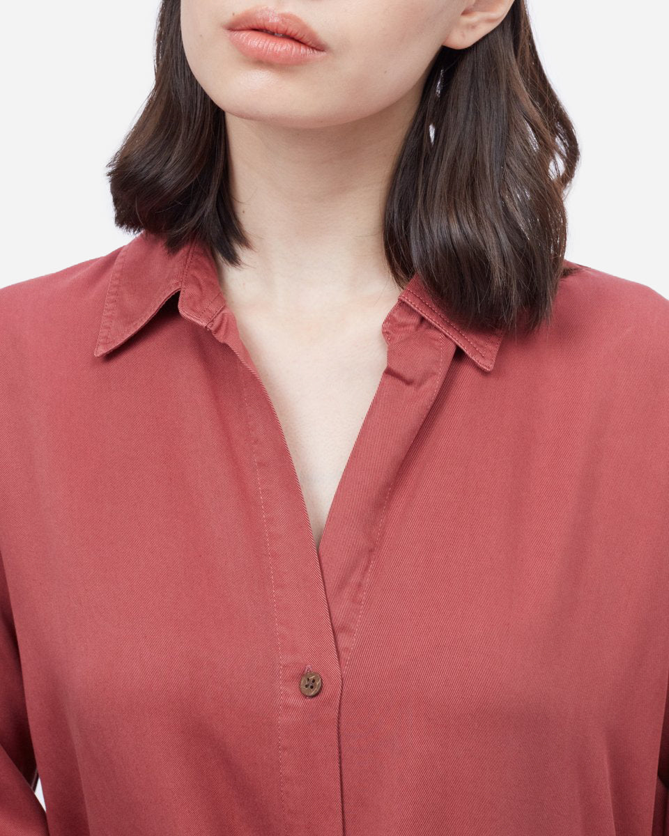 Red Women's Loose-Fit Mid-Length Shirt Dress