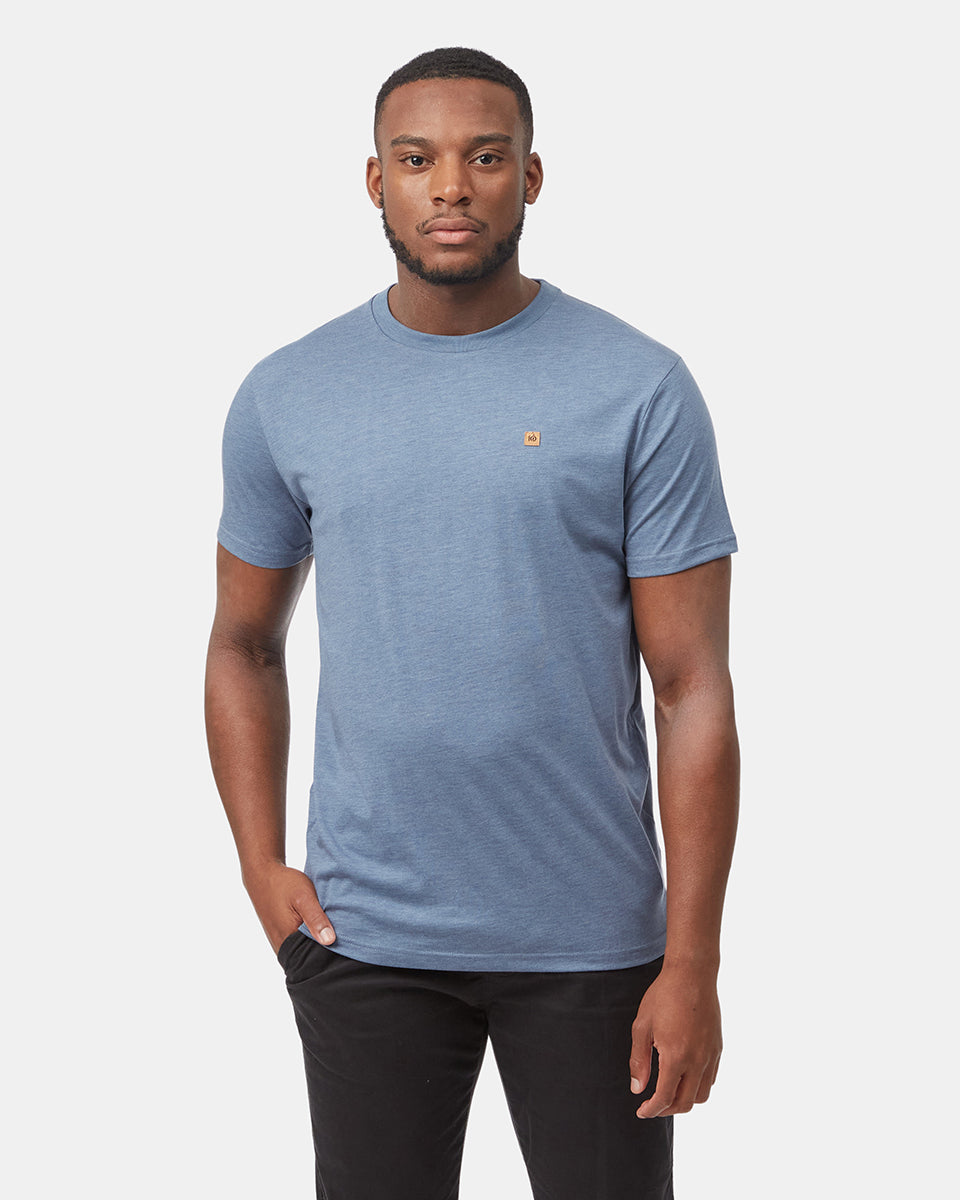 Blue Recycled Polyester Crew Neck Tee