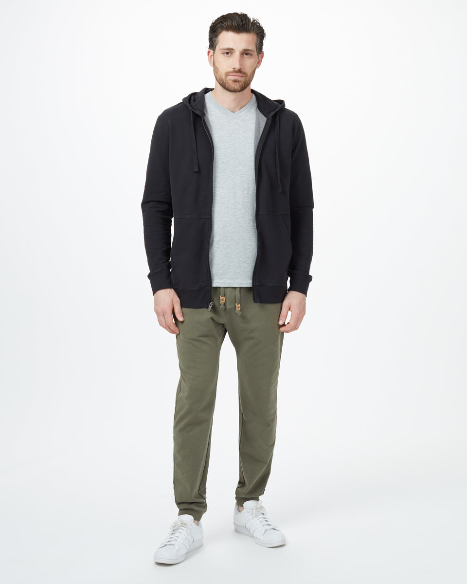 Black Organic Cotton Graphic Zip Up Hoodie