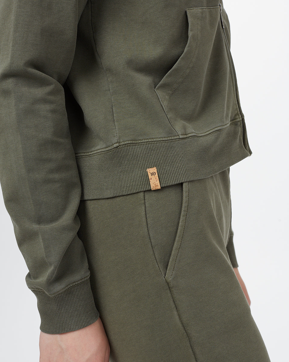 Green Organic Cotton Zip Up