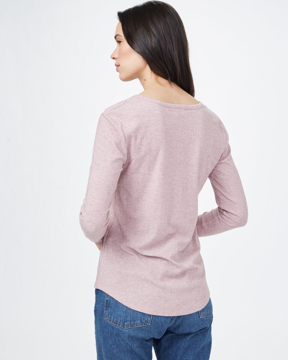 Gray,Purple Women's Ribbed Button Long Sleeve Top