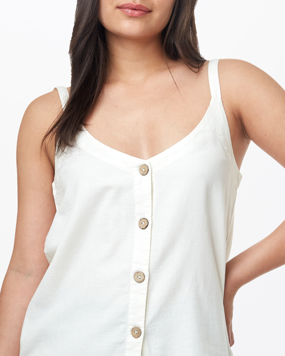 White Women's Button Front Tank Top