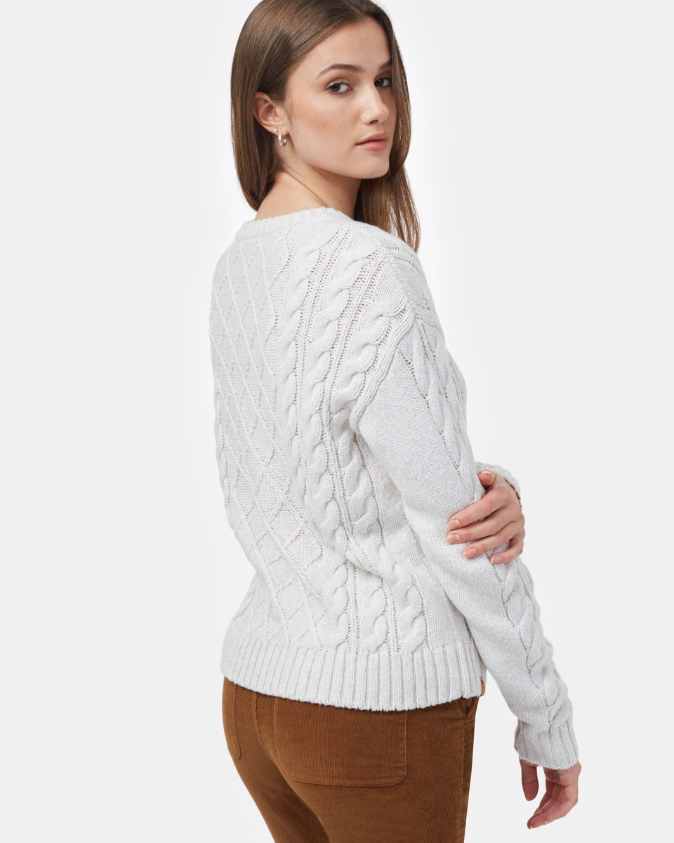 White Women's Knit Wool Ribbed Jumper