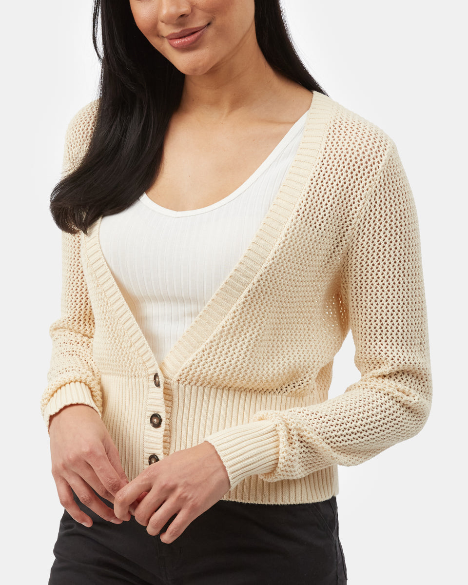 White Women's Organic Button-Up Cardigan