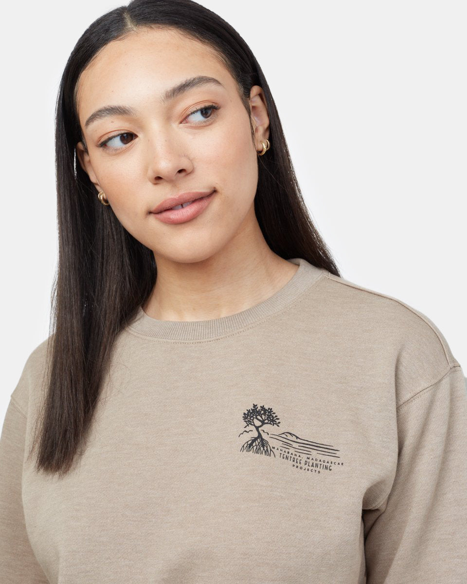 Beige Women's Graphic Crew Sweatshirt