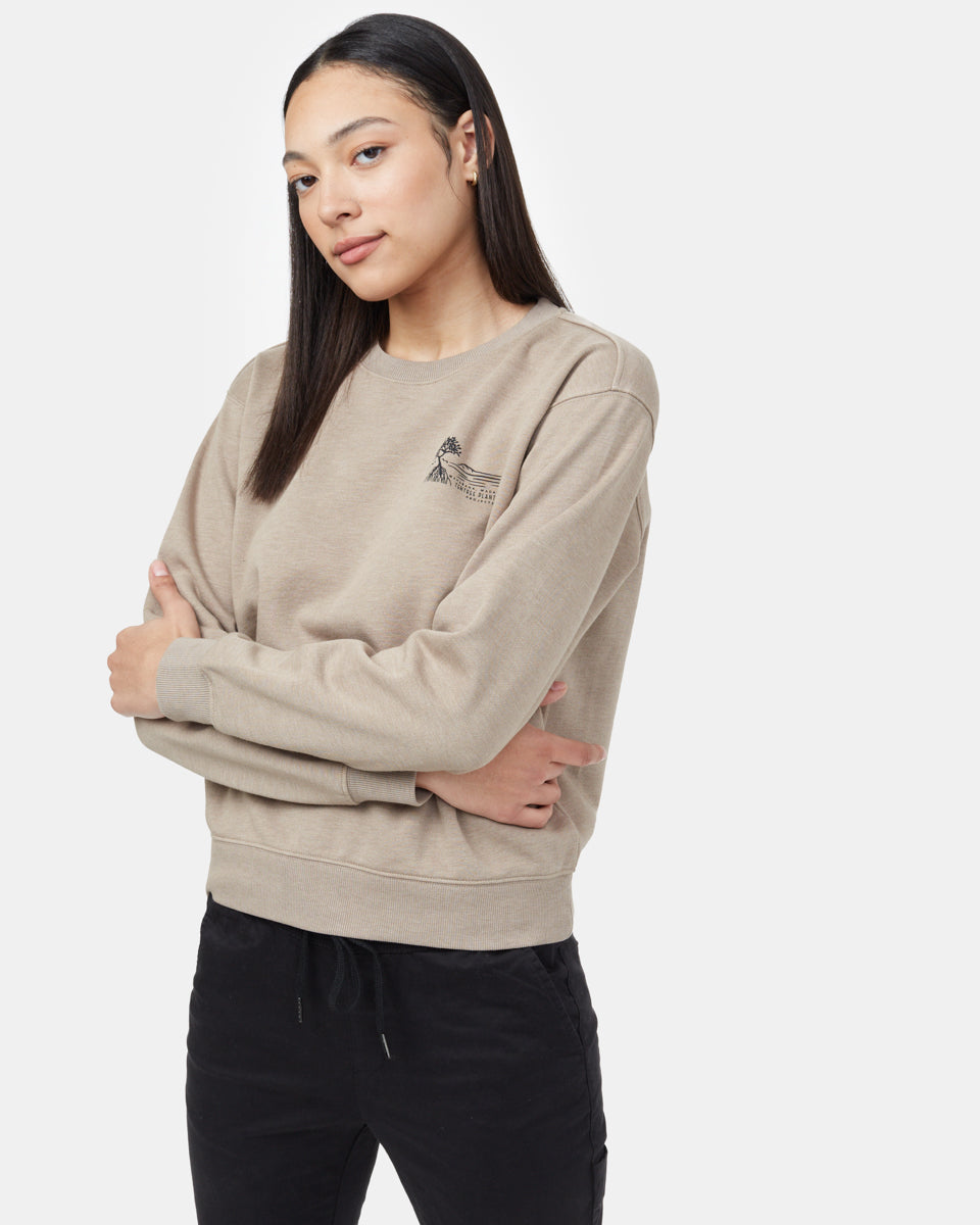Beige Women's Graphic Crew Sweatshirt