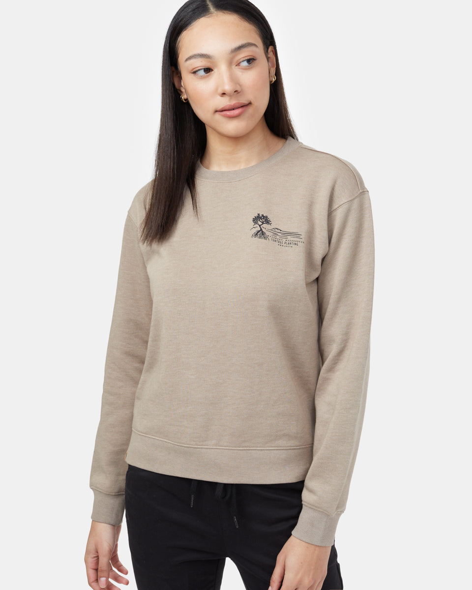 Beige Women's Graphic Crew Sweatshirt