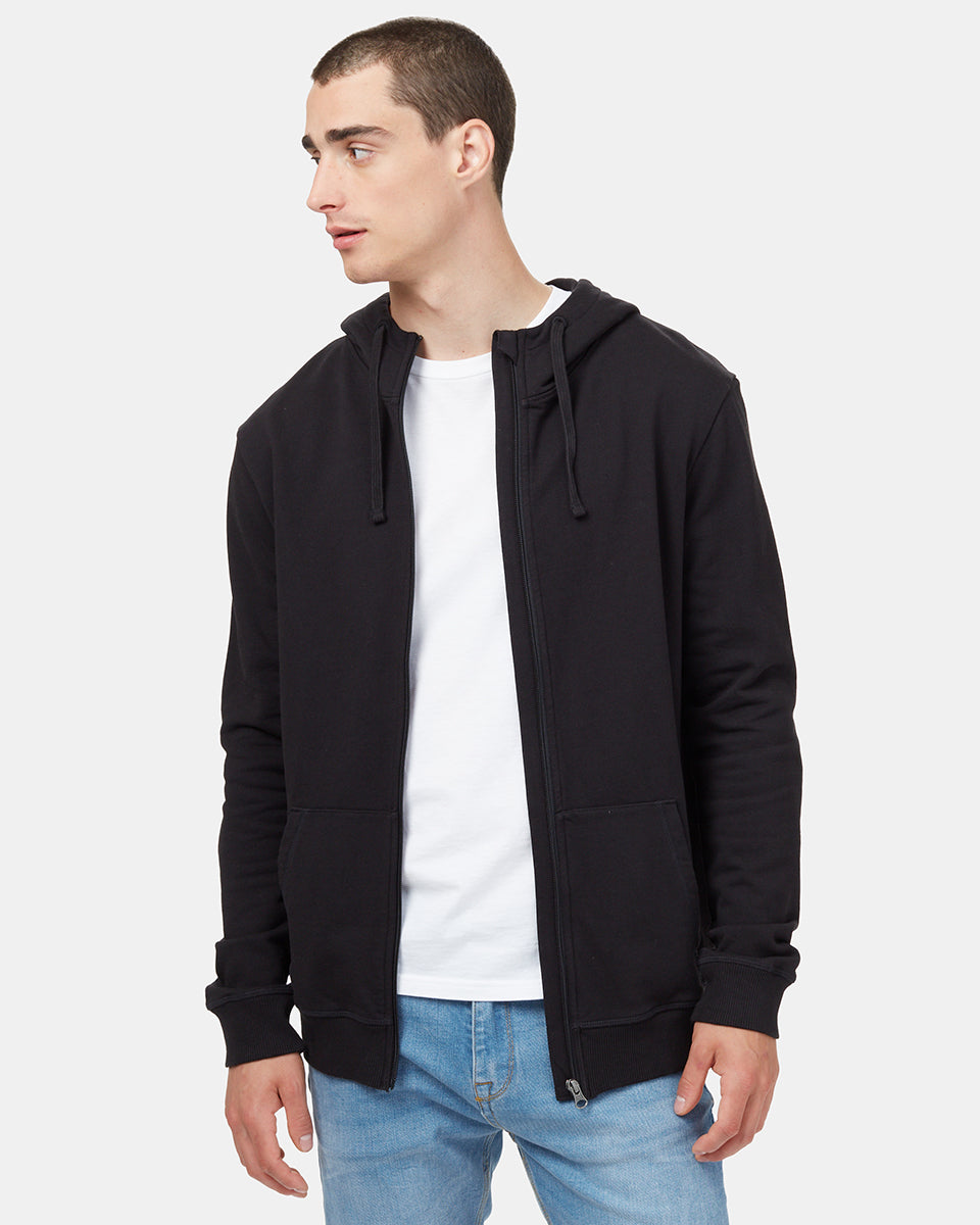 Black  Men's Eco-Friendly Zip-Up Hoodie