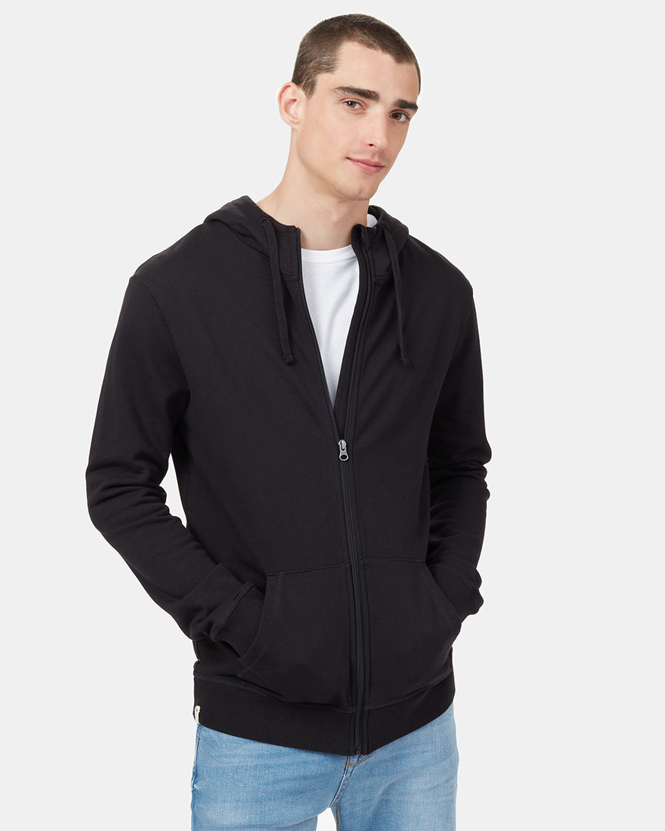 Black  Men's Eco-Friendly Zip-Up Hoodie