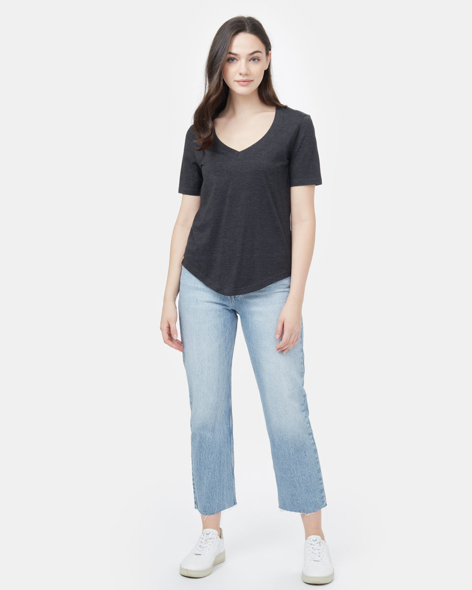 Black V-Neck Short Sleeve T-Shirt