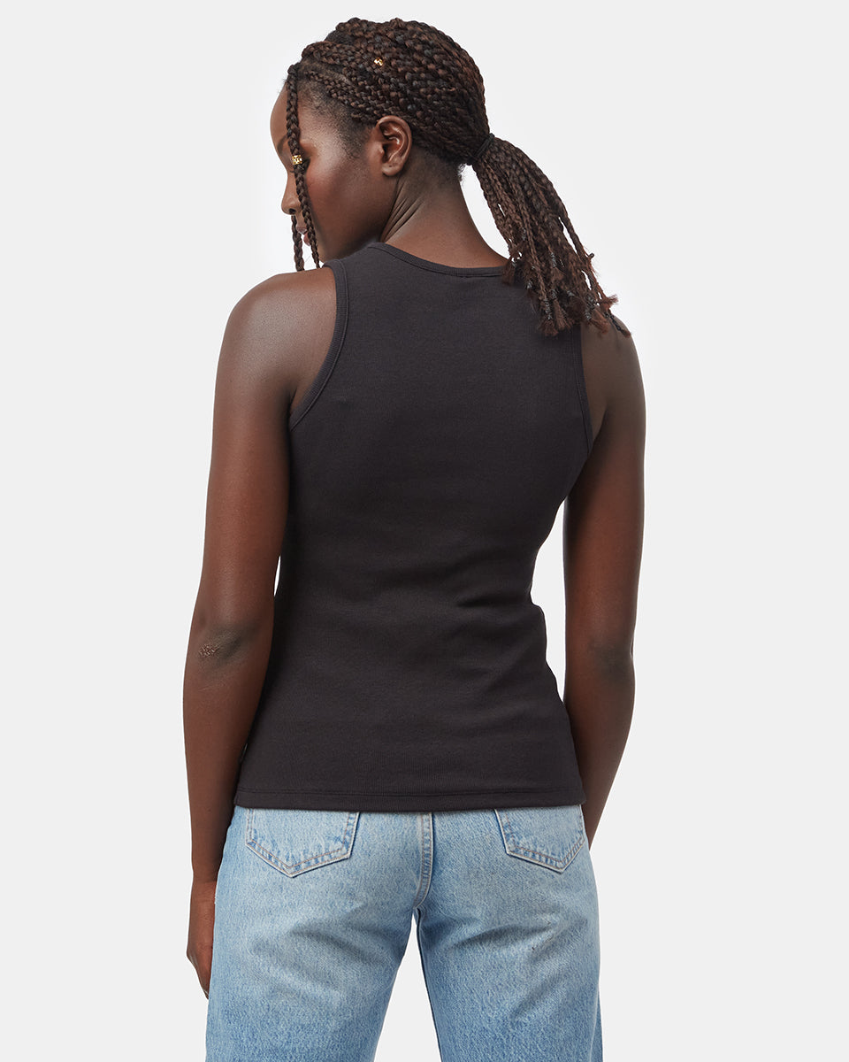 Black-Womens-Eco-Friendly-High-Neck-Tank-Top