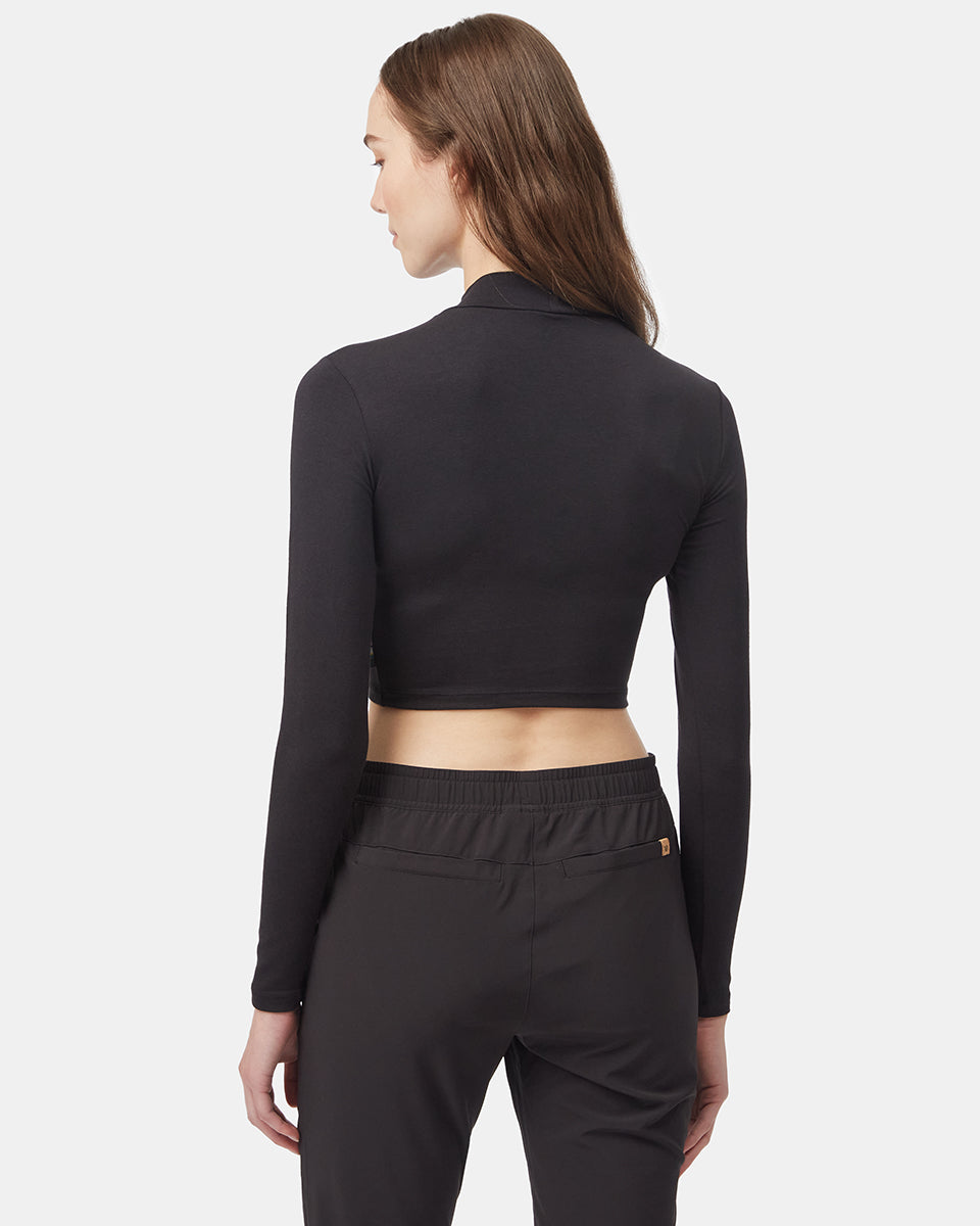 Black_Women's_Eco-Friendly_Mock_Neck_Crop_Top