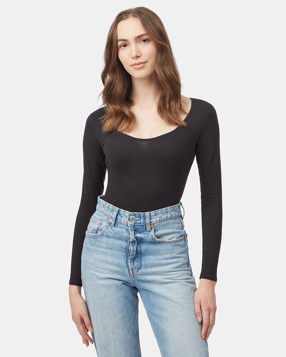 Black_Women's_Eco-Friendly_Scoop_Neck_Bodysuit