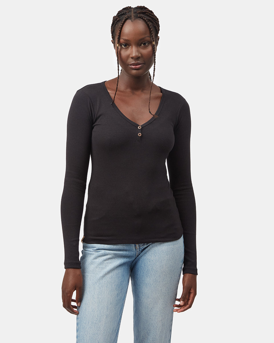 Black Women's Eco-Friendly V-Neck Top