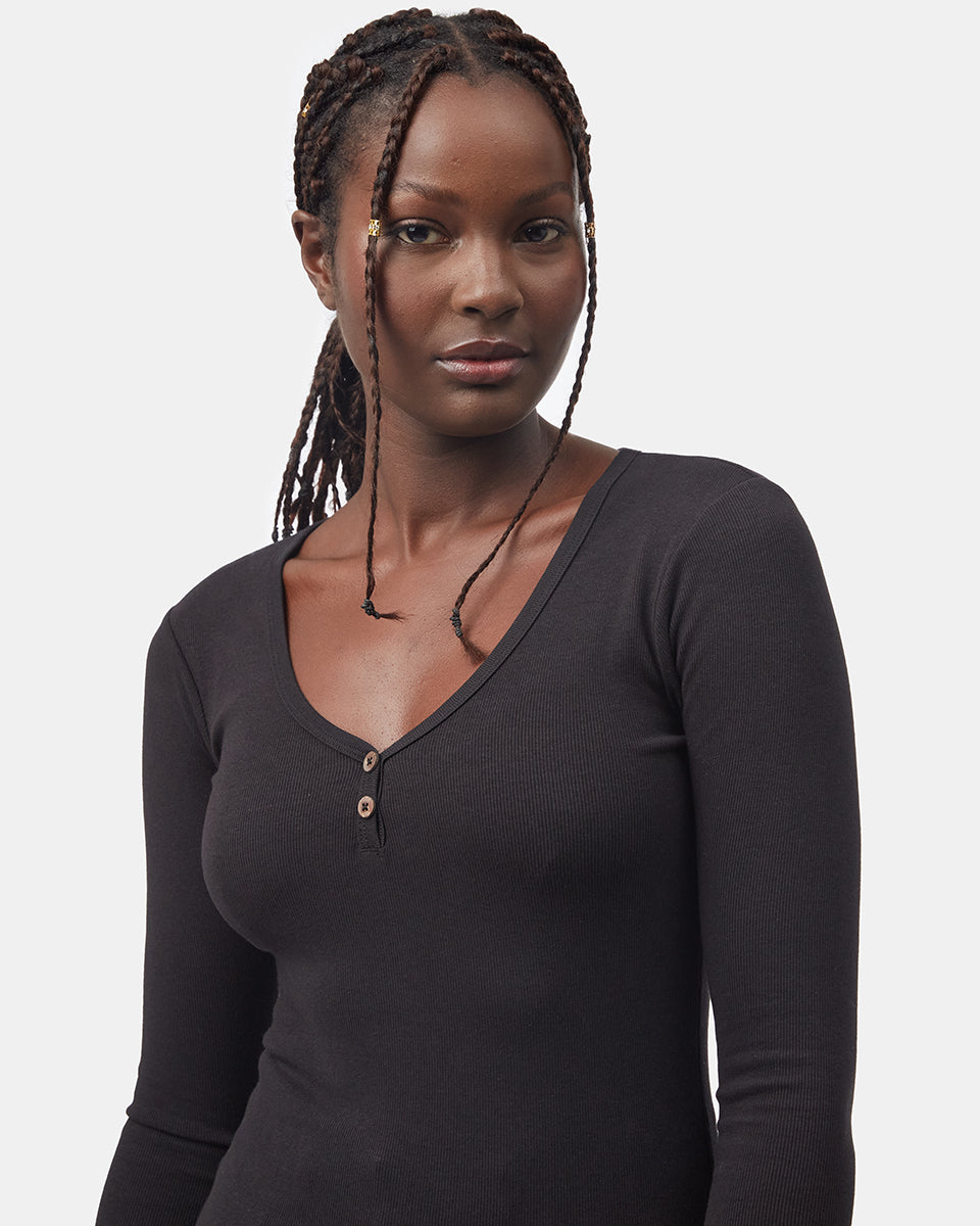 Black Women's Eco-Friendly V-Neck Top