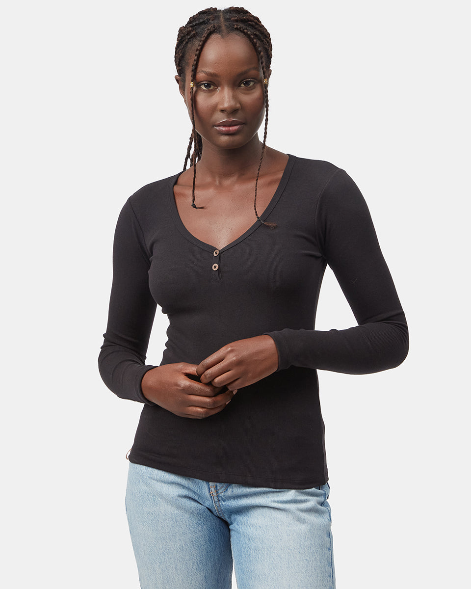 Black Women's Eco-Friendly V-Neck Top