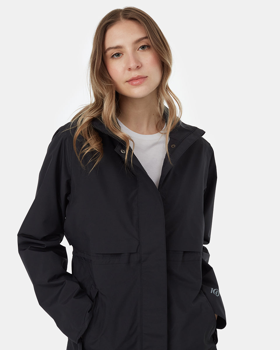 Black Women's Recycled Polyester Rain Jacket